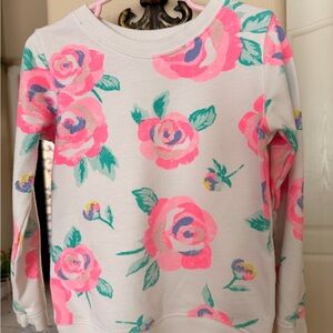 Girls' Pink Floral Long-Sleeve Top